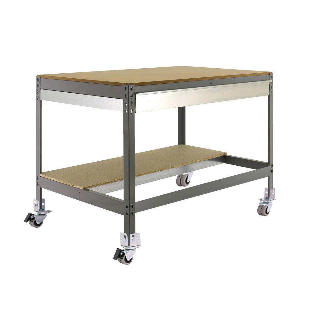 Kit établi mobile Bricolage - 917x1210x760 - 2 niveaux Gris/Bois - SIMON RACK - 8435104984482