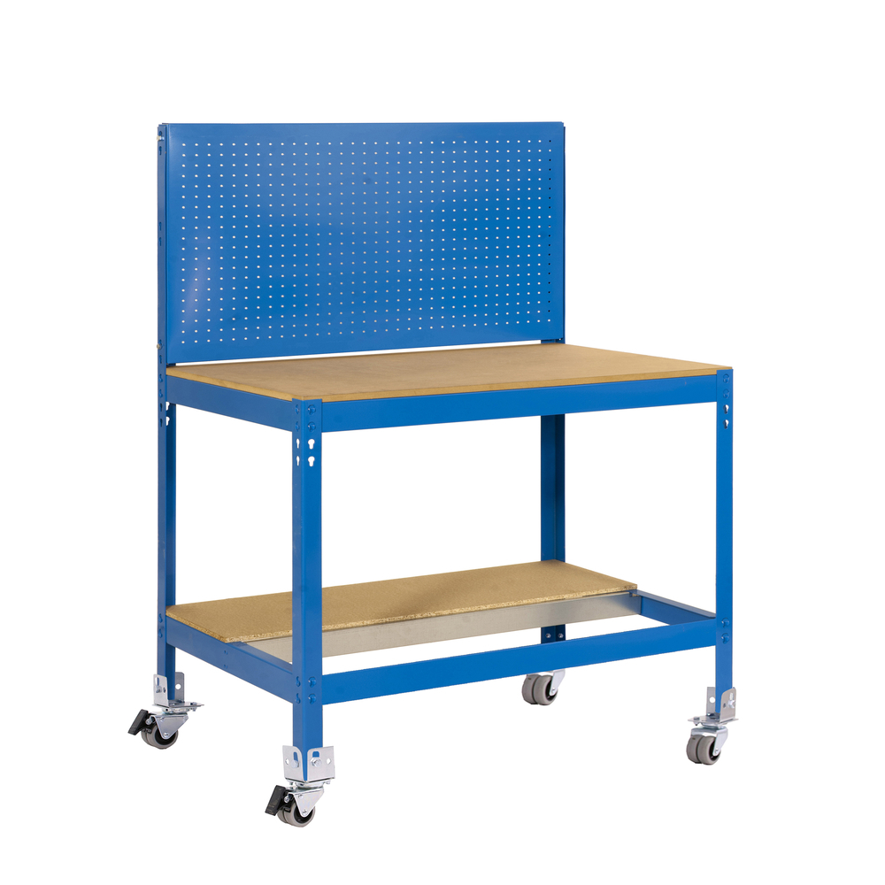 Kit établi mobile Bricolage - 1520x1510x610 - 2 niveaux Bleu/Bois - SIMON RACK - 8435104984840