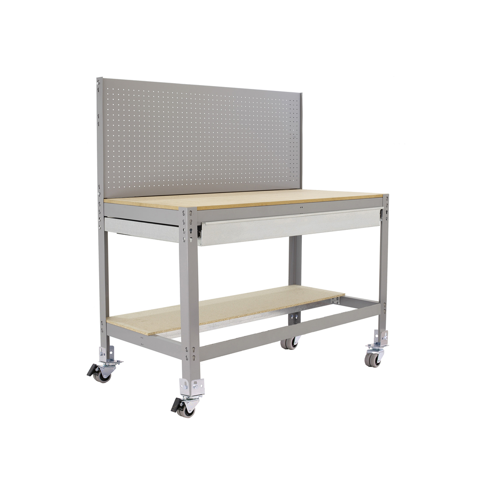Kit établi mobile Bricolage - 1520x1210x610 - 2 niveaux Gris/Bois - SIMON RACK - 8435104984888