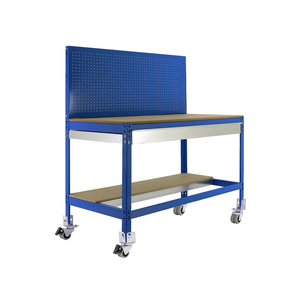 Kit établi mobile Bricolage - 1520x1210x610 - 2 niveaux Bleu/Bois - SIMON RACK - 8435104984901