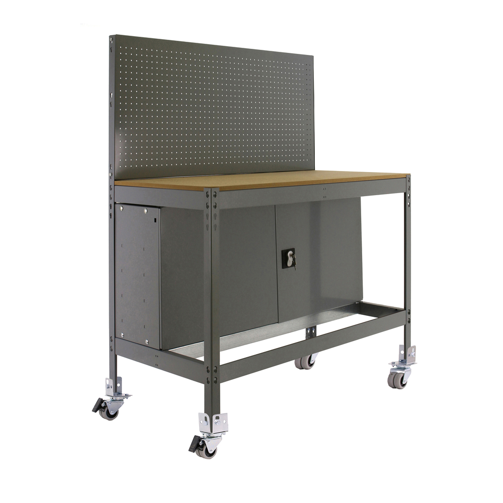 Kit établi mobile Bricolage - 1520x910x610 - 1 niveau Gris/Bois - SIMON RACK - 8435104984949