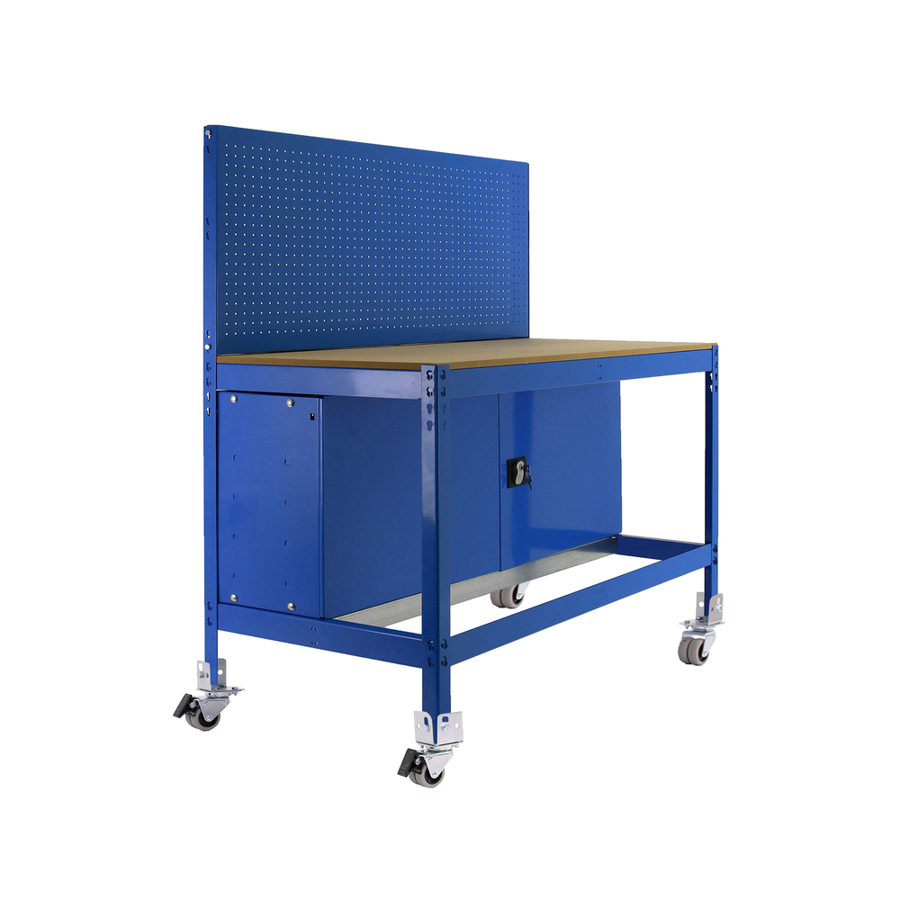 Kit établi mobile Bricolage - 1520x910x610 - 1 niveau Bleu/Bois - SIMON RACK - 8435104984956