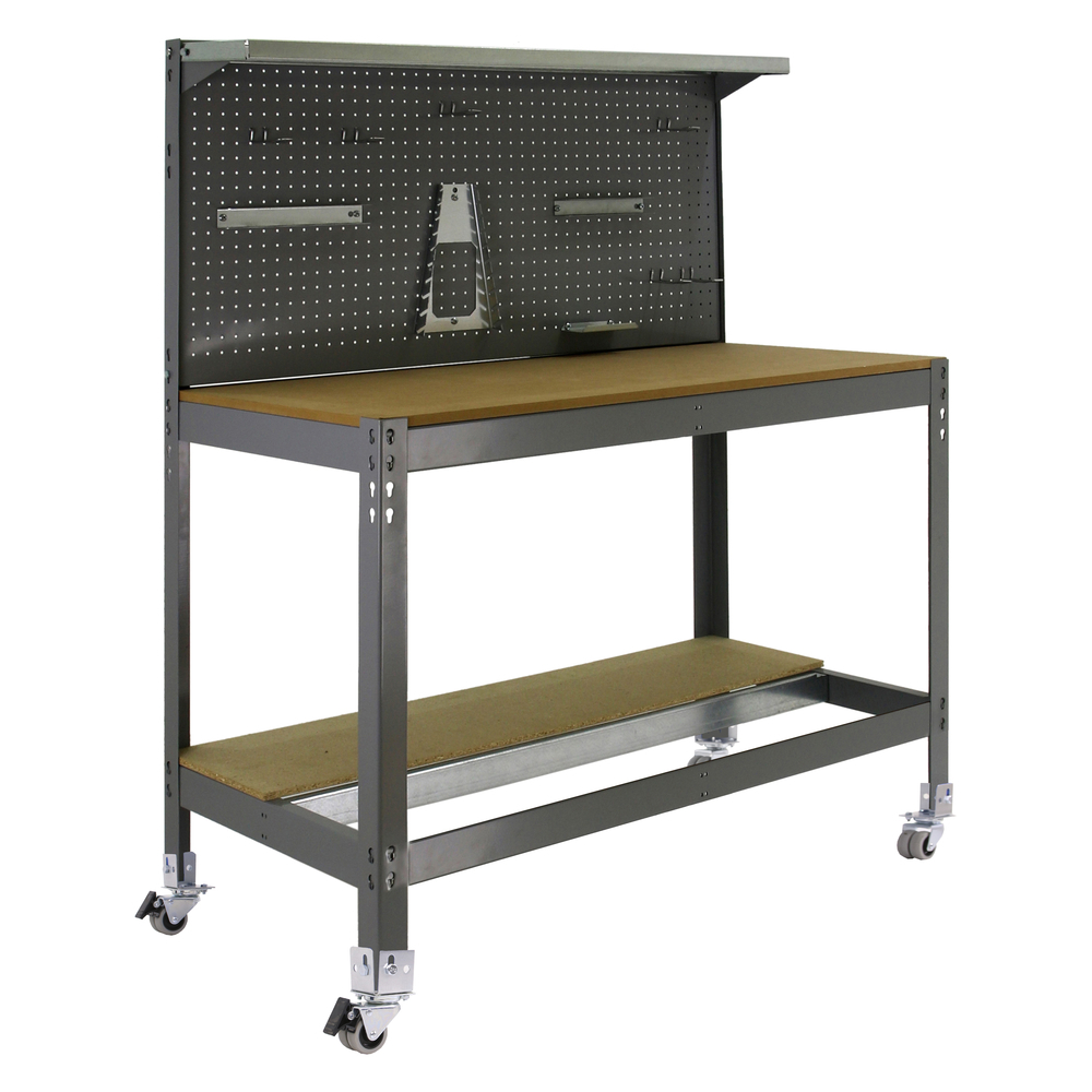 Kit établi mobile Bricolage - 1520x1510x610 - 3 niveaux Gris/Bois - SIMON RACK - 8435104985069