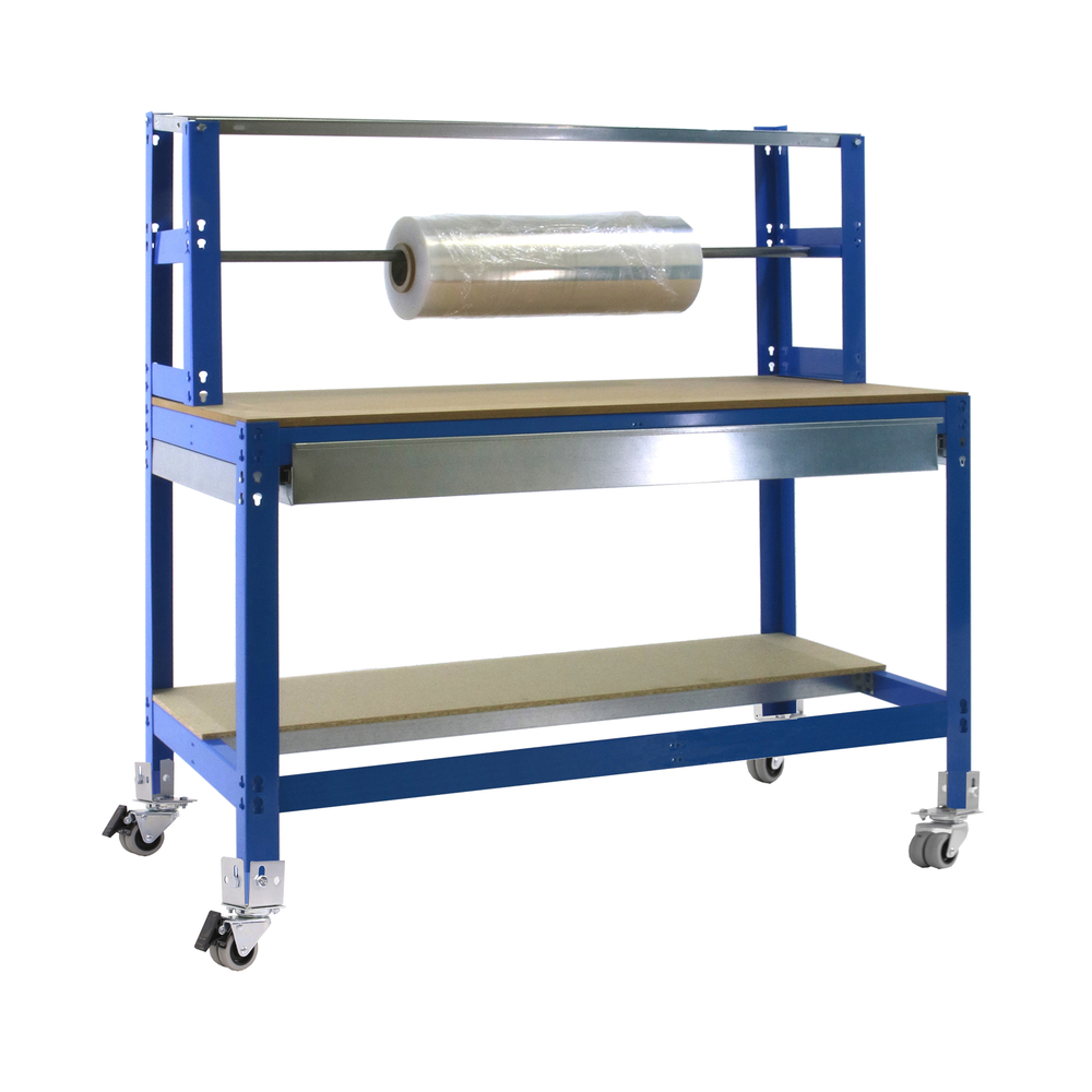 Kit établi mobile Bricolage - 1520x910x760 - 3 niveaux Bleu/Bois - SIMON RACK - 8435104985274