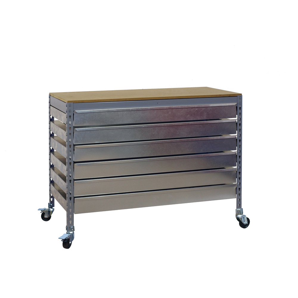 Kit établi mobile Bricolage - 917x910x610 - 1 niveau Gris/Bois - SIMON RACK - 8435104985342