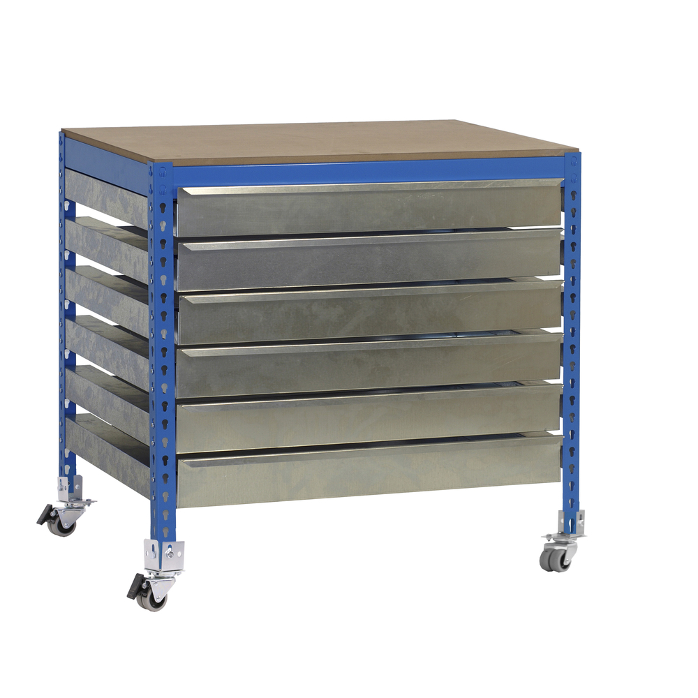 Kit établi mobile Bricolage - 917x910x610 - 1 niveau Bleu/Bois - SIMON RACK - 8435104985366