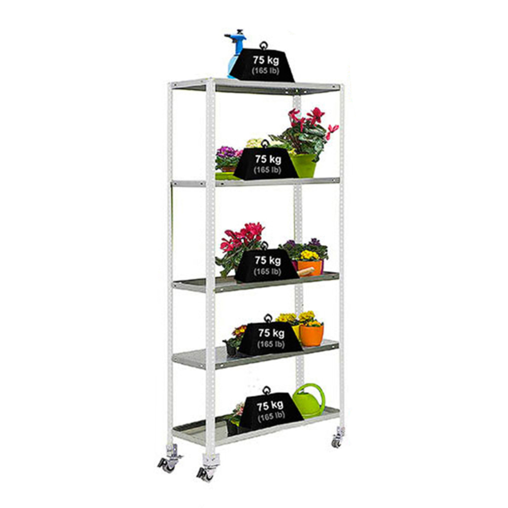 Étagère mobile de jardin - 1875x900x500 - 5 niveaux Blanc - SIMON RACK - 8435104987681