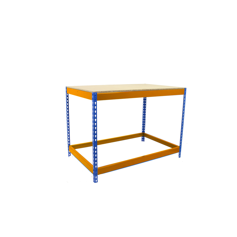 Kit établi Basic - 900x1500x600 - 1 niveau Bleu/Orange/Bois - SIMON RACK - 8435104992111