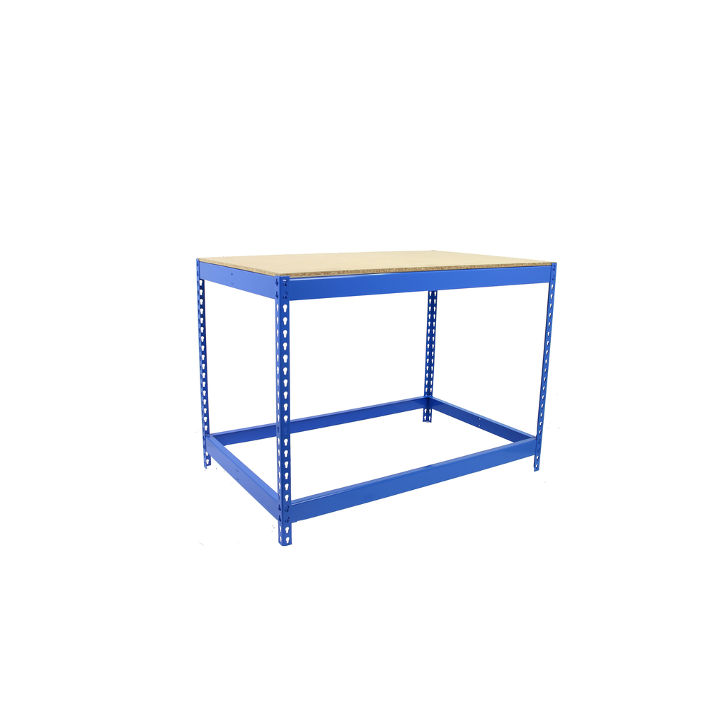 Kit établi Basic - 900x1800x750 - 1 niveau Bleu/Bois - SIMON RACK - 8435104993002