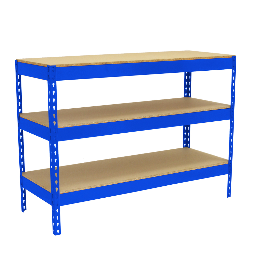 Kit établi Basic - 900x2100x900 - 3 niveaux Bleu/Bois - SIMON RACK - 8435104993293