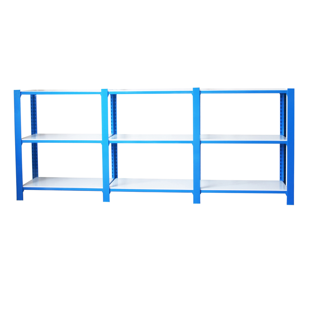 Rayonnage de bureau charge légère sans vis 1000x2700x300 - 3 niveaux Bleu/Blanc - SIMON RACK - 8435104998335