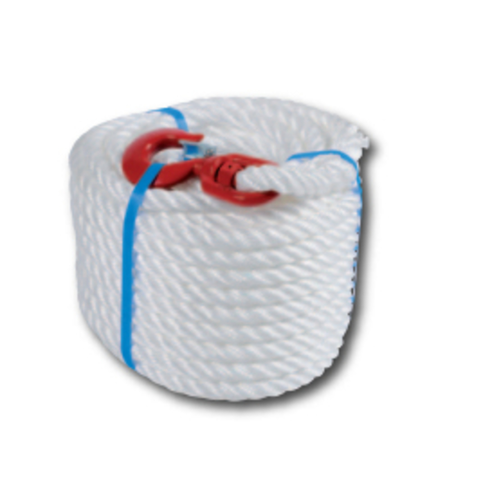 CORDE POLYPROPYLENE 30M Diam.22MM AVEC CROCHET POUR POULIE FORGES DE MAGNE - 383440