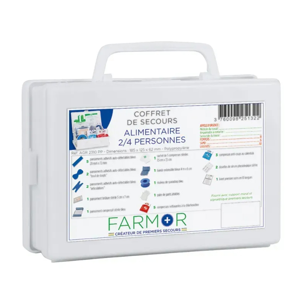 COFFRET DE SECOURS AGRO ALIMENTAIRE 2/4 PERSONNES - FARMOR - AGR 2310 PP