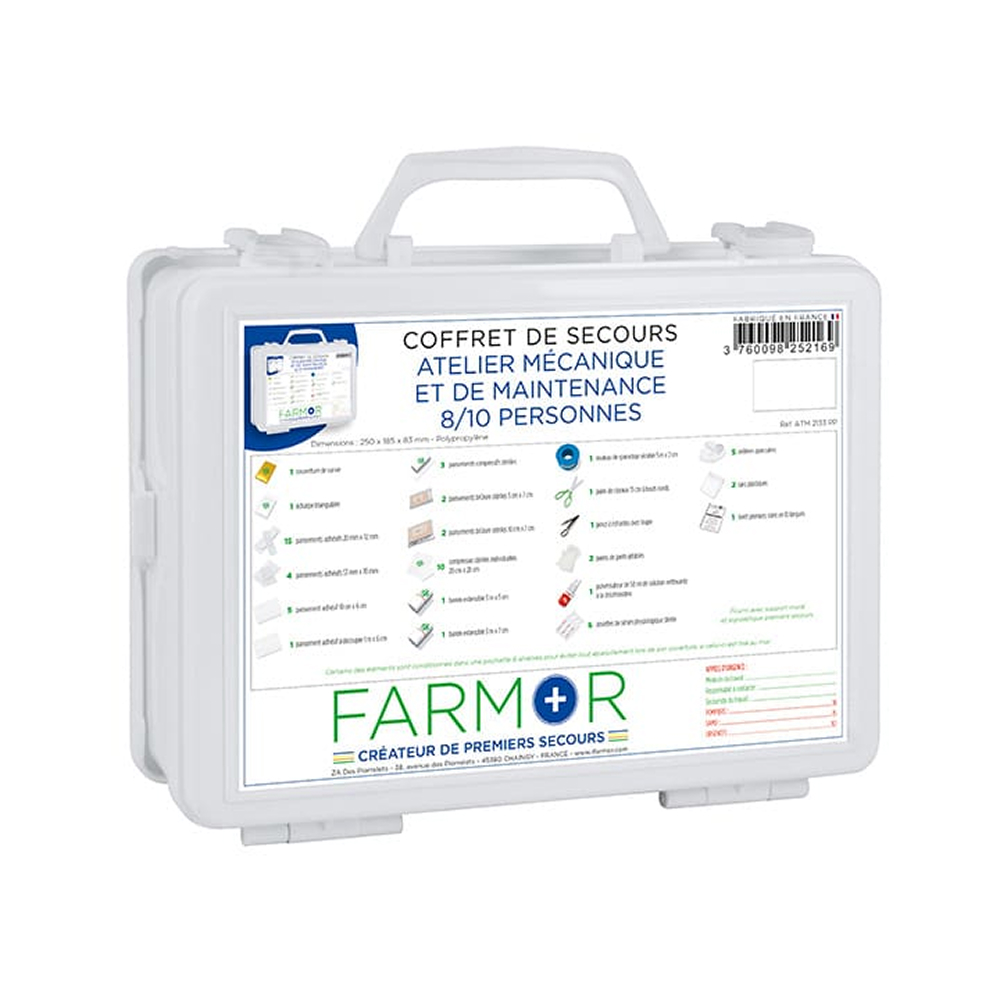 Coffret de secours Atelier mécanique et de maintenance 8 à 10 personnes FARMOR - ATM 2133 PP