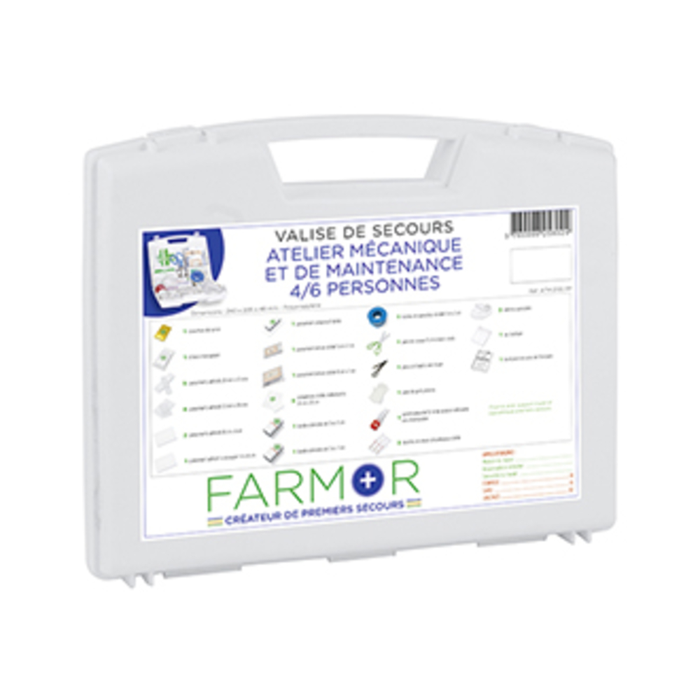 Coffret de secours Atelier mécanique et de maintenance 4/6 personnes FARMOR - ATM 2135 PP