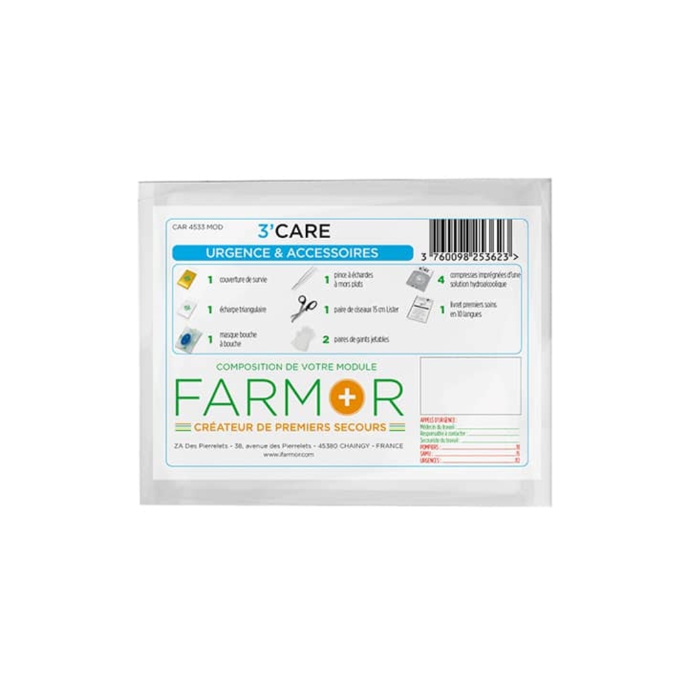 3 Care Urgence et Accessoires avec Fermeture adhésive refermable FARMOR - CAR 4533 MOD