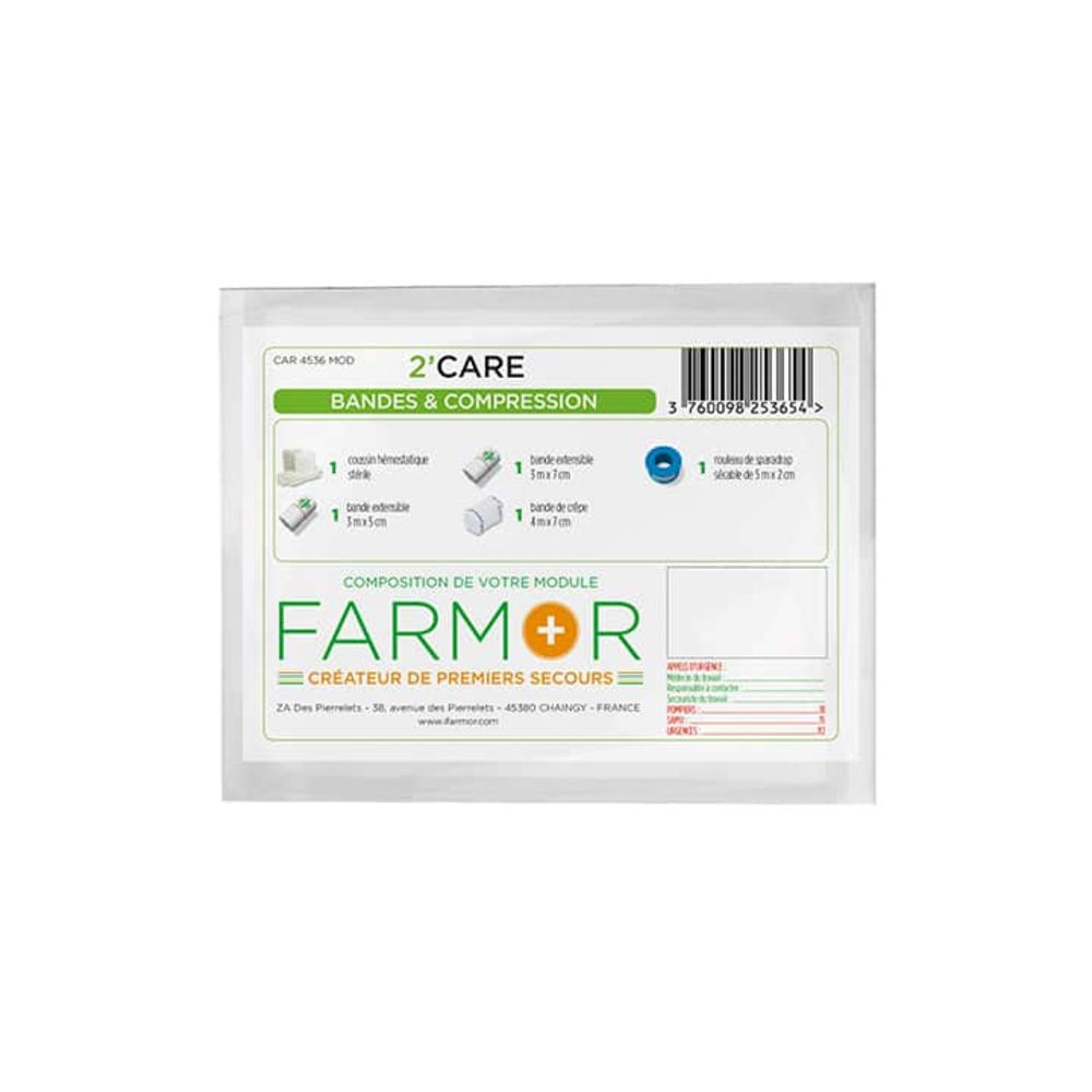 2 Care Bandes et compression avec fermeture adhésive refermable FARMOR - CAR 4536 MOD