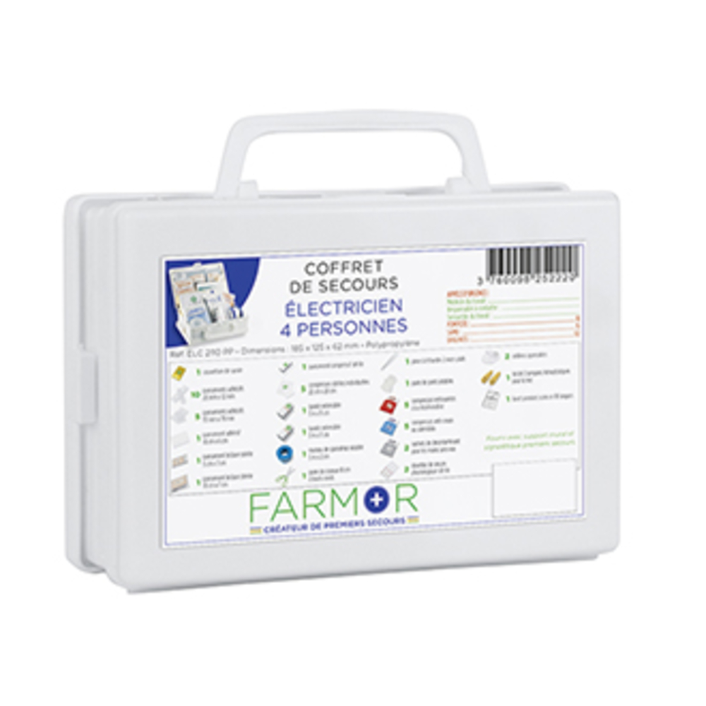 COFFRET DE SECOURS FARMOR ÉLECTRICIEN 4 PERSONNES - ELC 2110 PP