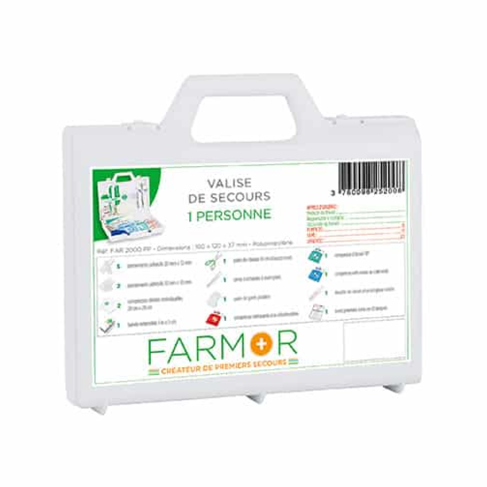 VALISE DE SECOURS FARMOR INDIVIDUELLE POUR 1 PERSONNE - FAR 2000 PP
