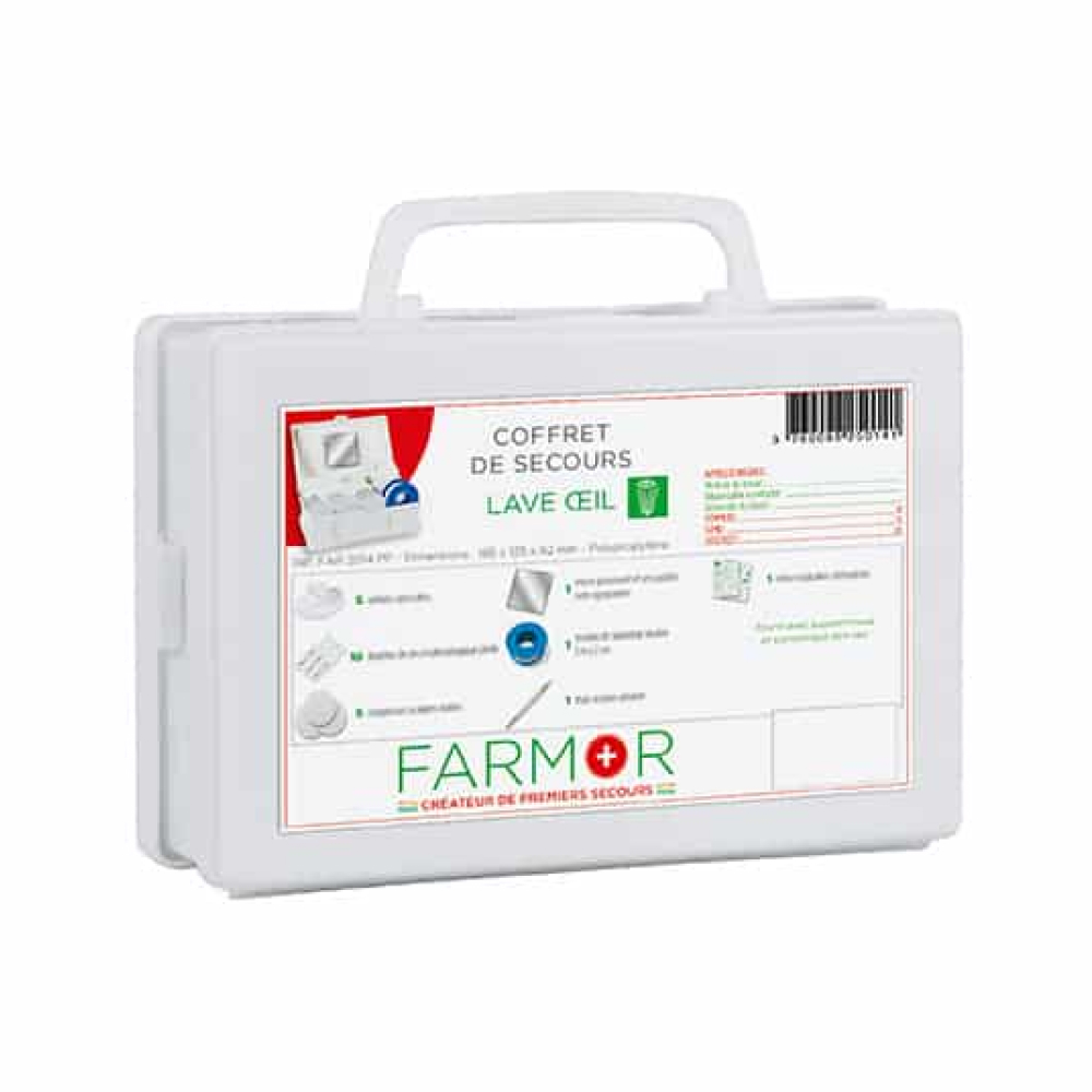 COFFRET DE SECOURS FARMOR LAVE OEIL AVEC STYLO OCULAIRE - FAR 2014 PP