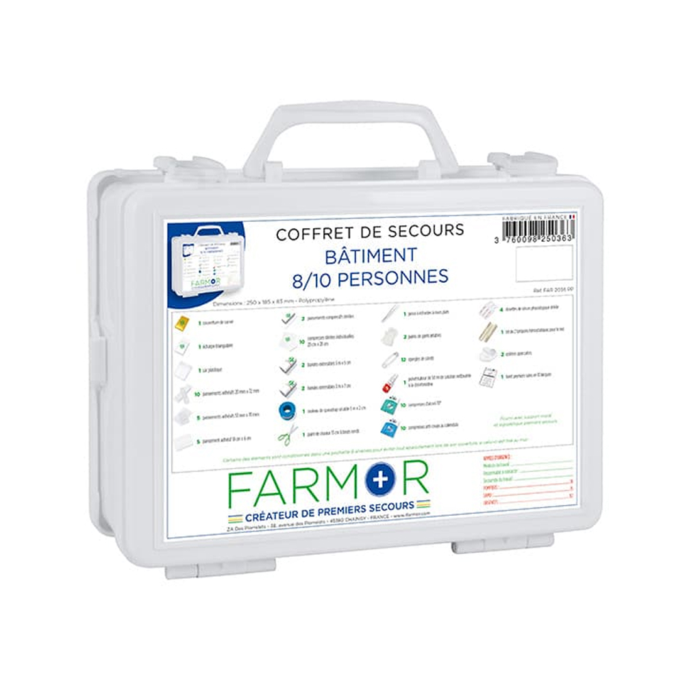 COFFRET DE SECOURS FARMOR BÂTIMENT 8/10 PERSONNES - FAR 2036 PP
