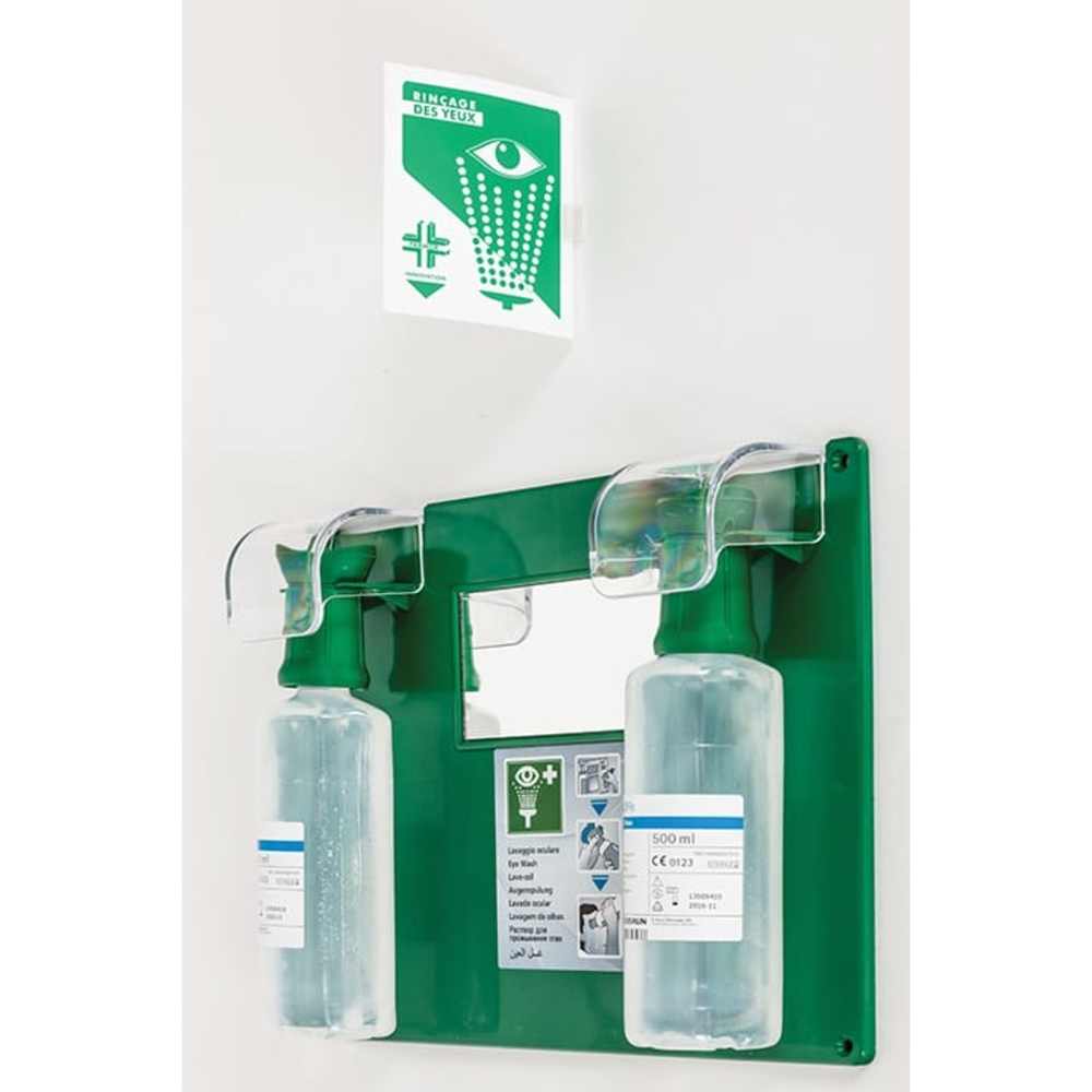 Station oculaire murale de 2 flacons 500ml de solution oculaire stérile FARMOR - IWA 8502 OC