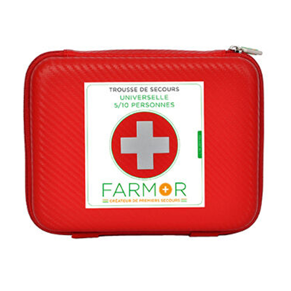 TROUSSE DE SECOURS 5/10 PERSONNES EN PU ROUGE - FARMOR - LYR 2517 RO
