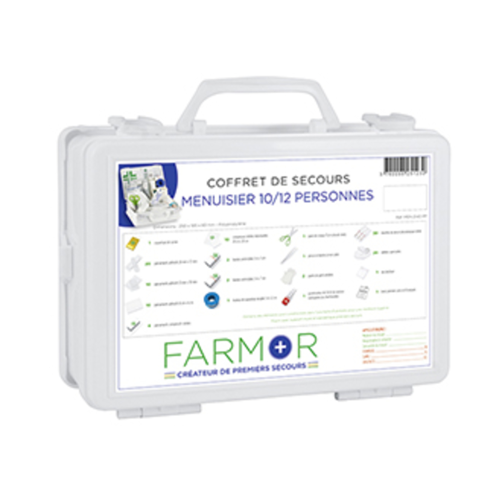 COFFRET DE SECOURS FARMOR MENUISIER 10/12 PERSONNES - MEN 2140 PP