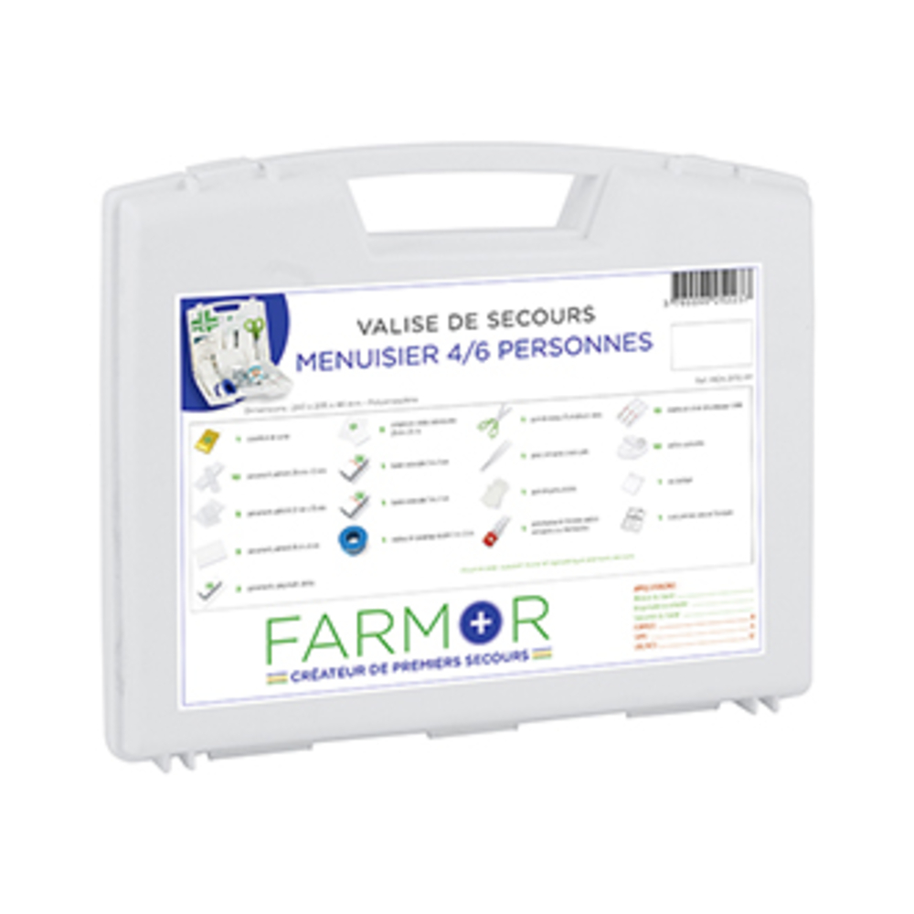 VALISE DE SECOURS FARMOR MENUISIER 4/6 PERSONNES - MEN 2170 PP