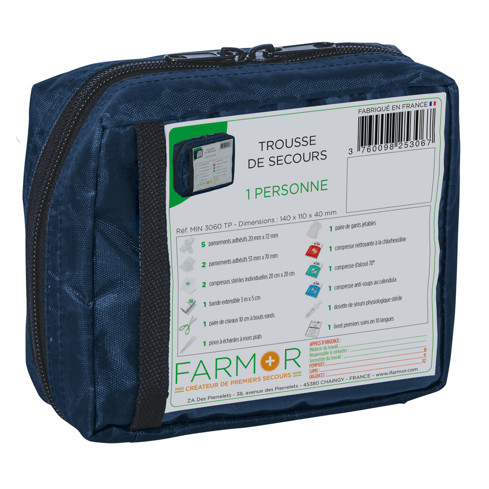 TROUSSE DE SECOURS INDIVIDUELLE FARMOR 1 PERSONNE -MIN 3060 TP