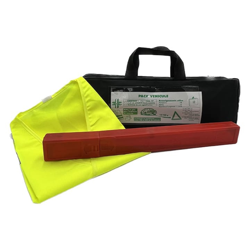 Pack Véhicule avec Triangle + 1 gilet fluo dans une housse FARMOR - PAC 3080 TP