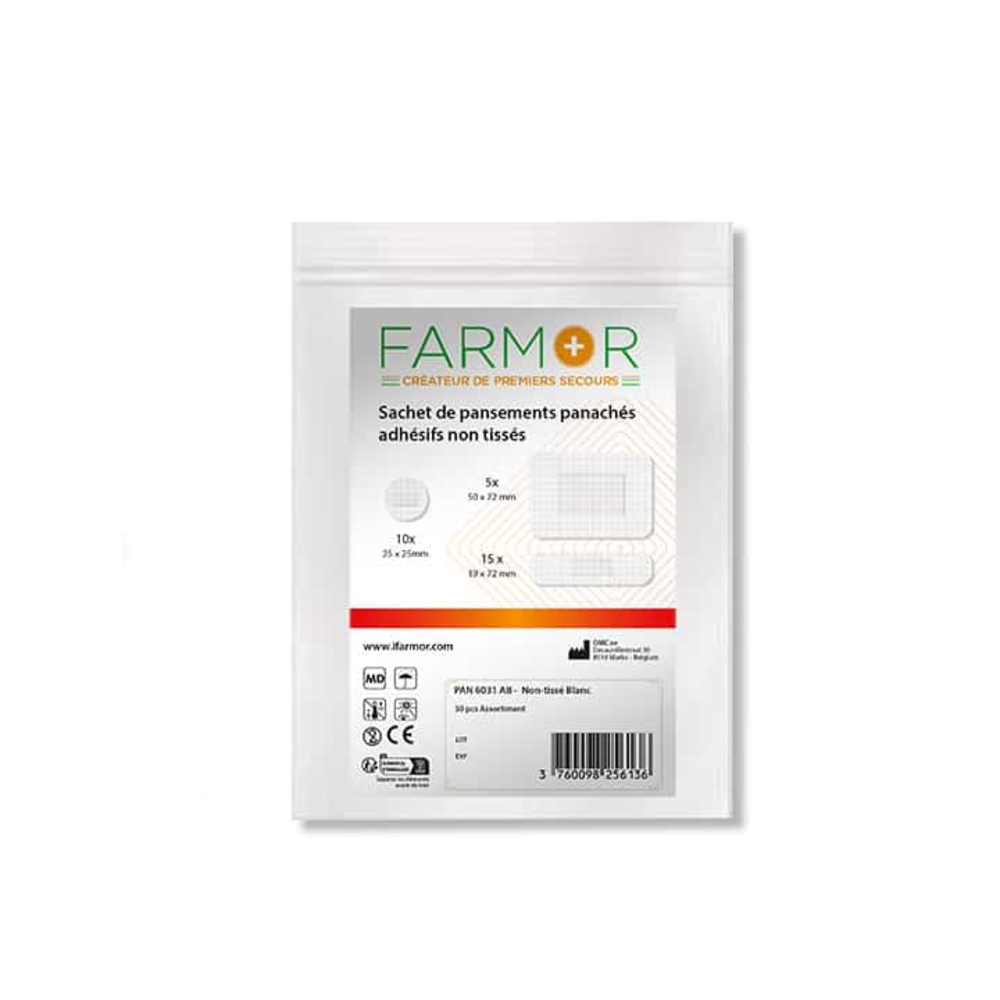Sachet de 30 pansements adhésifs panachés 3 tailles FARMOR - PAN 6031 AB