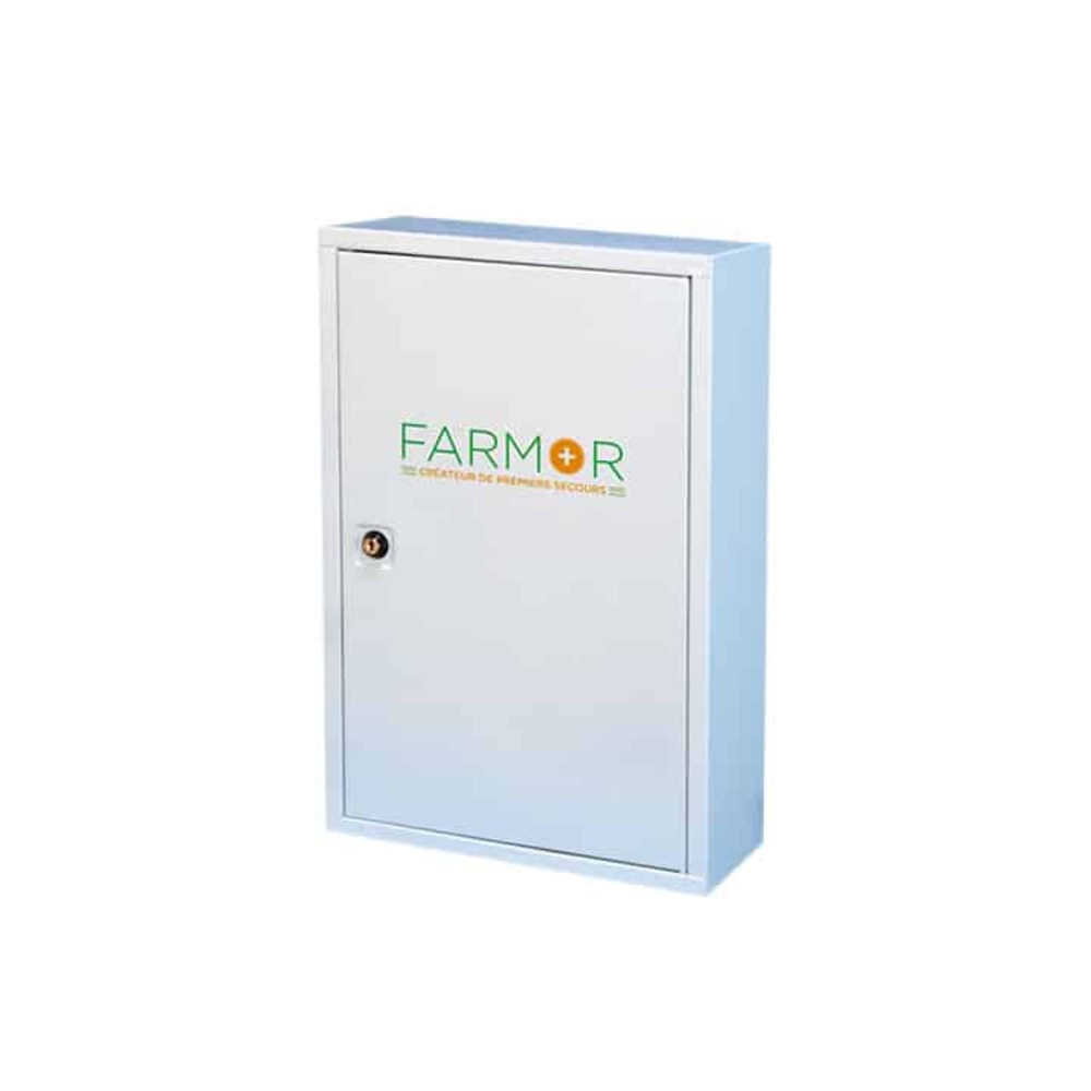 Armoire à pharmacie à 1 porte en tôle blanche croix verte FARMOR - PHA 4004 PM
