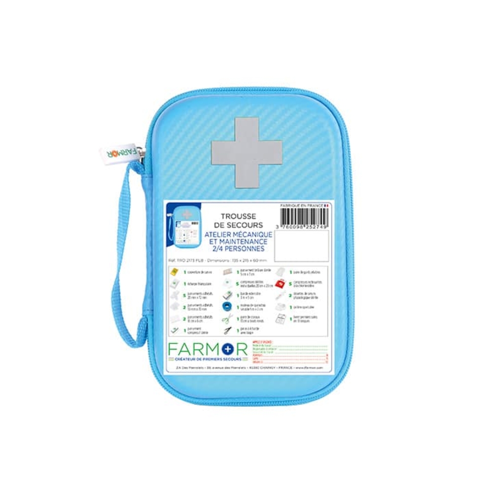 Trousse de secours Atelier Mécanique et Maintenance 2/4 pers en PU bleu FARMOR - TRO 2173 FLB