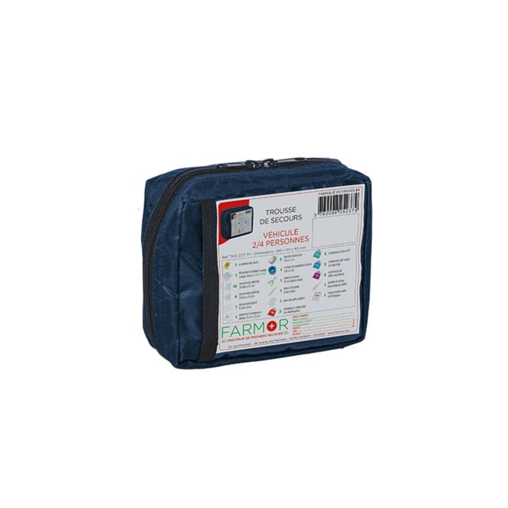 Trousse de secours Véhicule 2/4 personnes en Tissu bleu FARMOR - TRO 2371 TP
