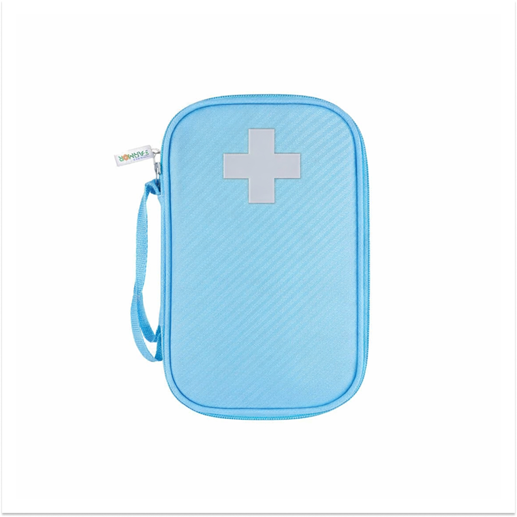 Trousse vide + croix rétro-réfléchissante en PU bleu poignée + accroche ceinture FARMOR - TRO 2573 TV