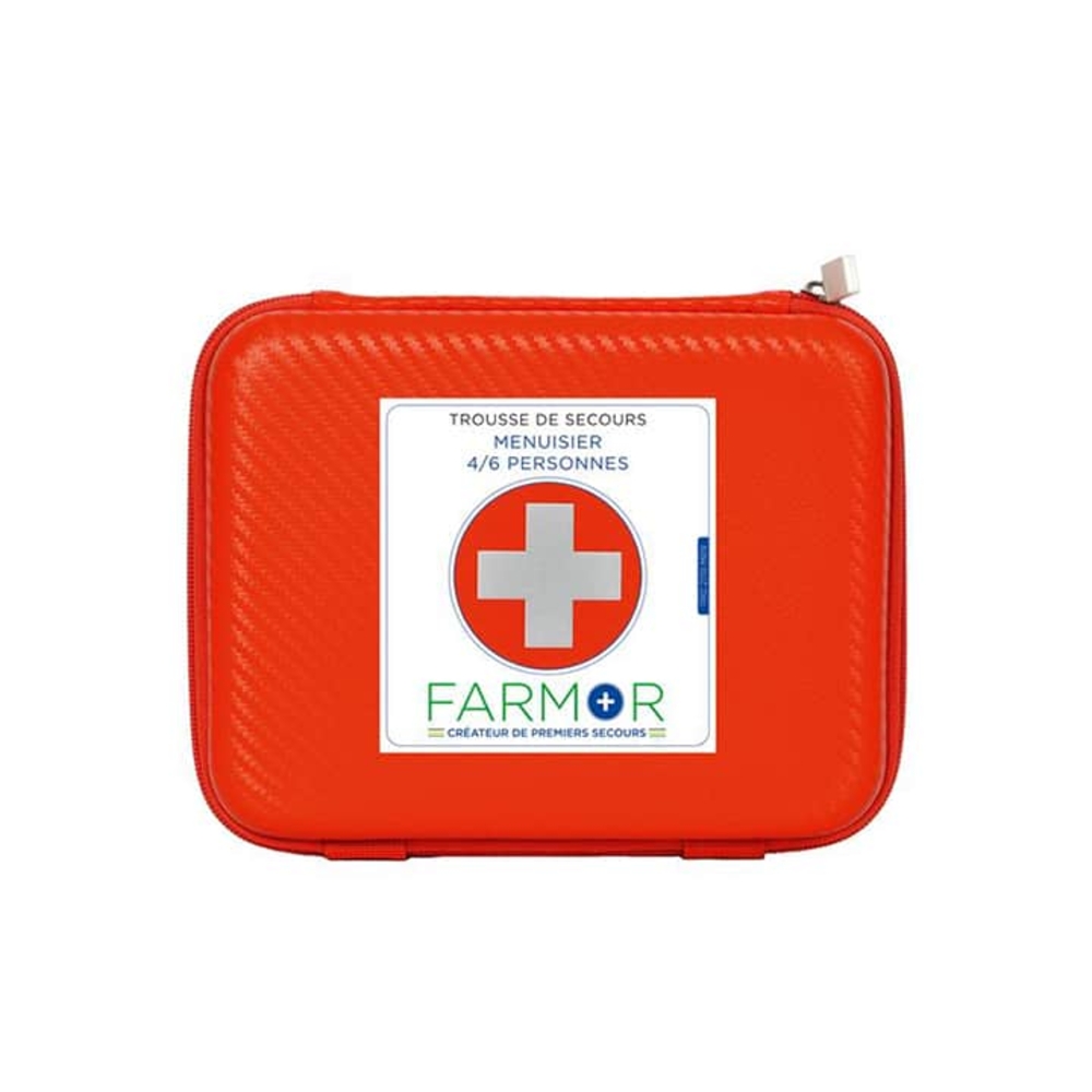 Trousse de secours Menuisier 4/6 personnes en PU orange fluo FARMOR - TRO 2710 MEN