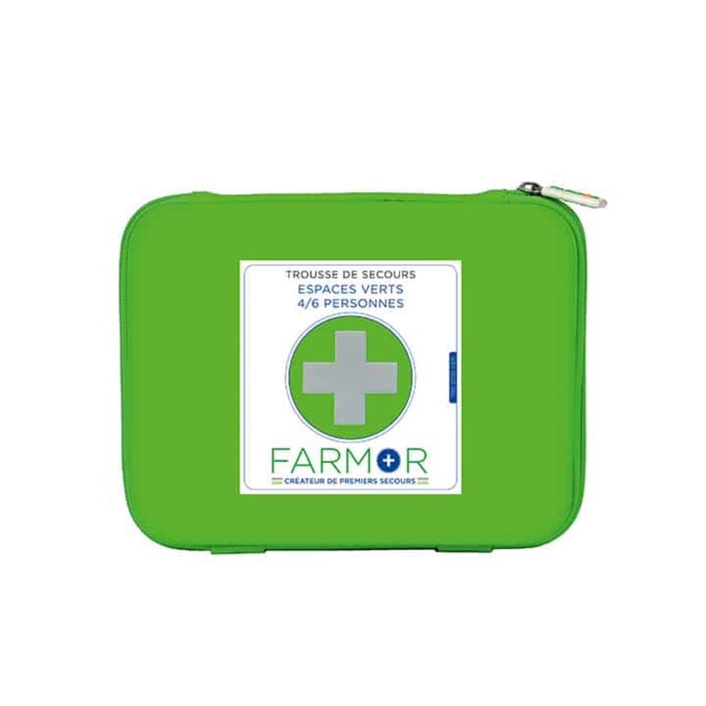 Trousse de secours Espaces Verts 4/6 personnes en PU vert fluo FARMOR - TRO 2750 VER