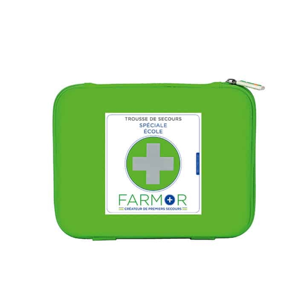 Trousse de secours École grand modèle en PU vert fluo FARMOR - TRO 2760 ECO