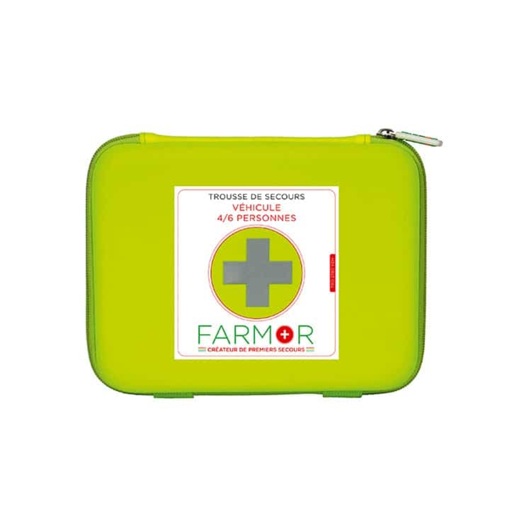 Trousse de secours Véhicule 4/6 personnes en PU jaune fluo FARMOR - TRO 2780 VEH
