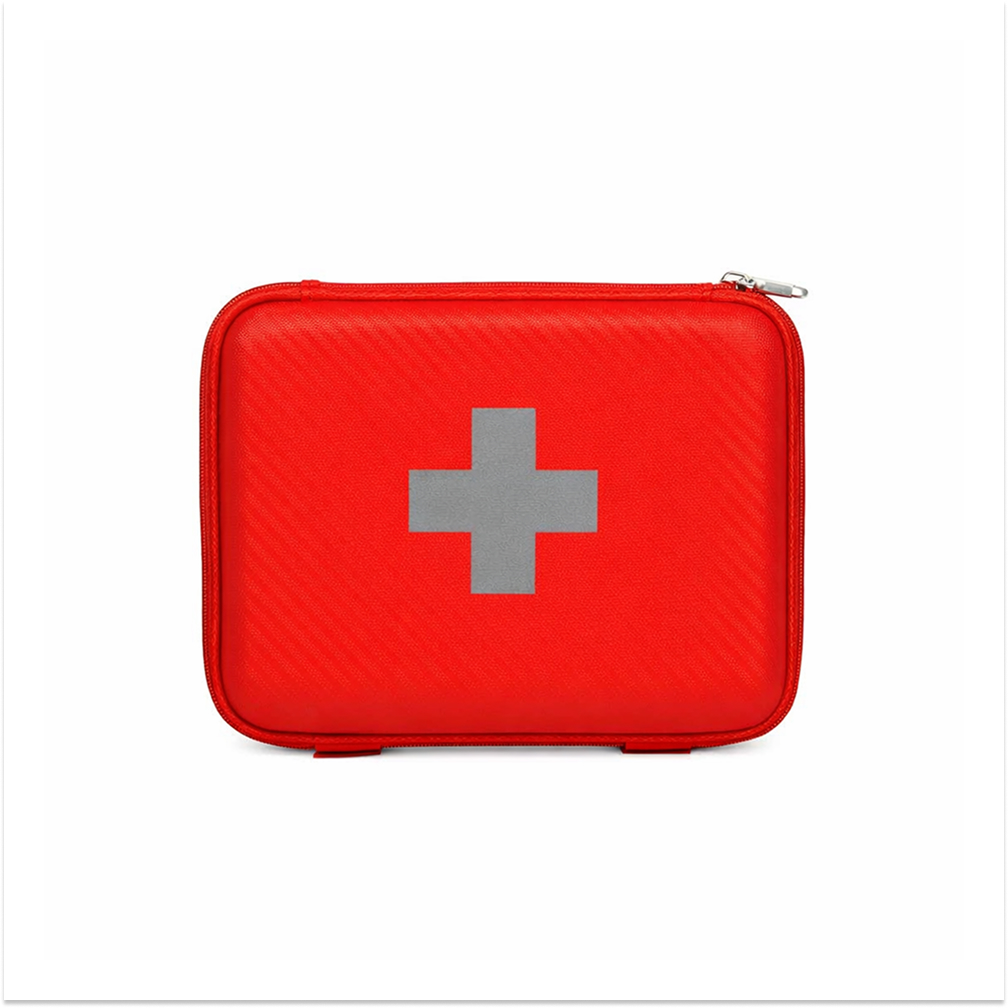 Trousse vide Fluo + croix rétro-réfléchissante en PU rouge poignée FARMOR - TRO 3502 RO