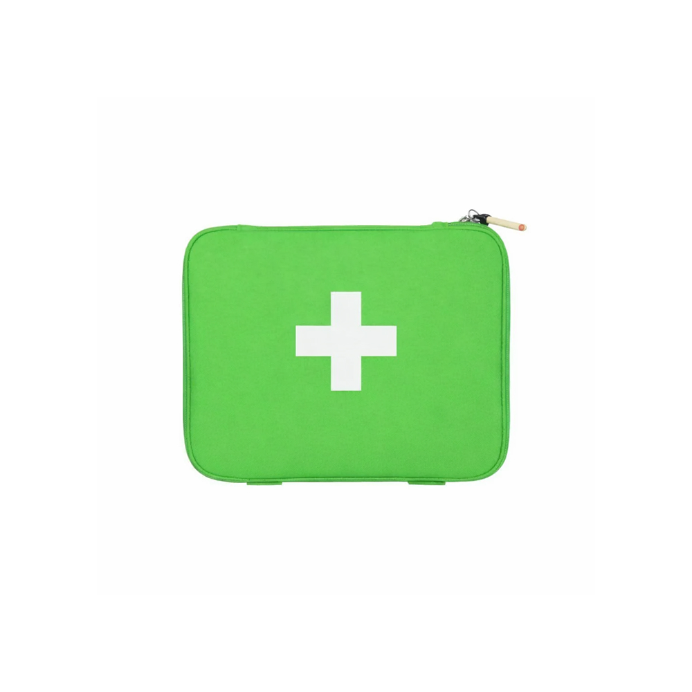 Trousse vide Fluo + croix rétro-réfléchissante en PU vert poignée FARMOR - TRO 3503 VE