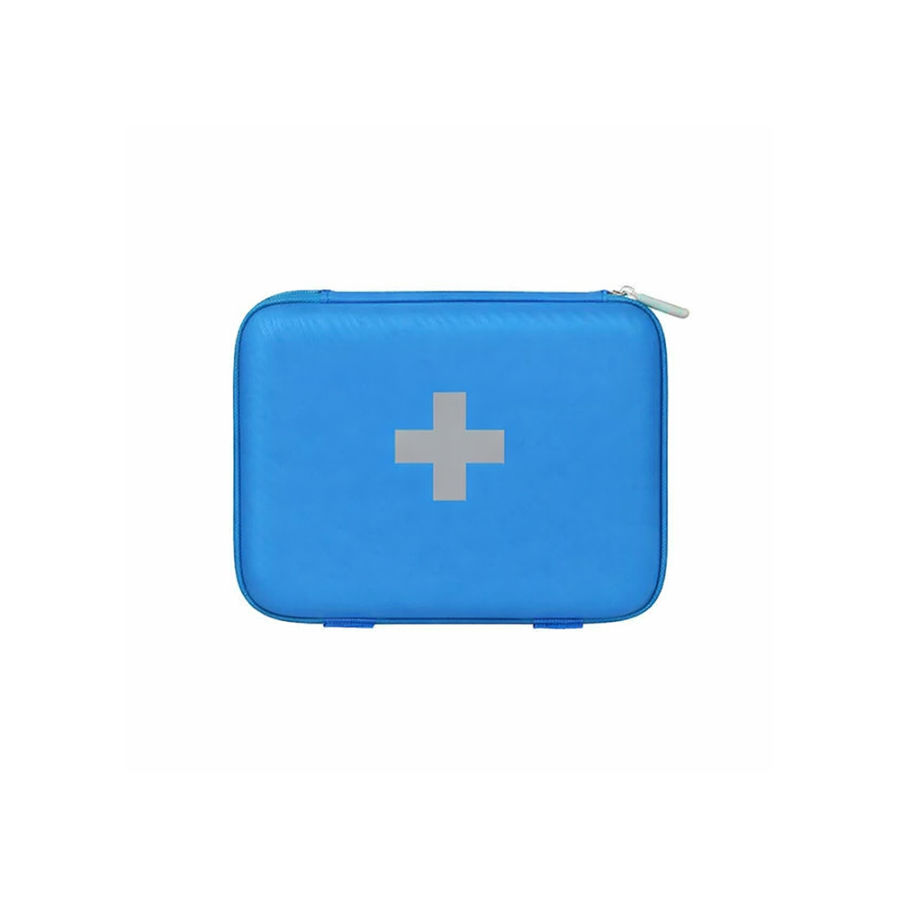 Trousse vide Fluo + croix rétro-réfléchissante en PU bleu poignée FARMOR - TRO 3504 BL