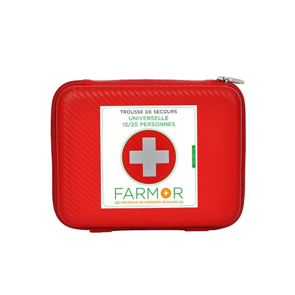 Trousse de secours Universelle 10/20 personnes en PU rouge FARMOR - TRO 3527 FLR