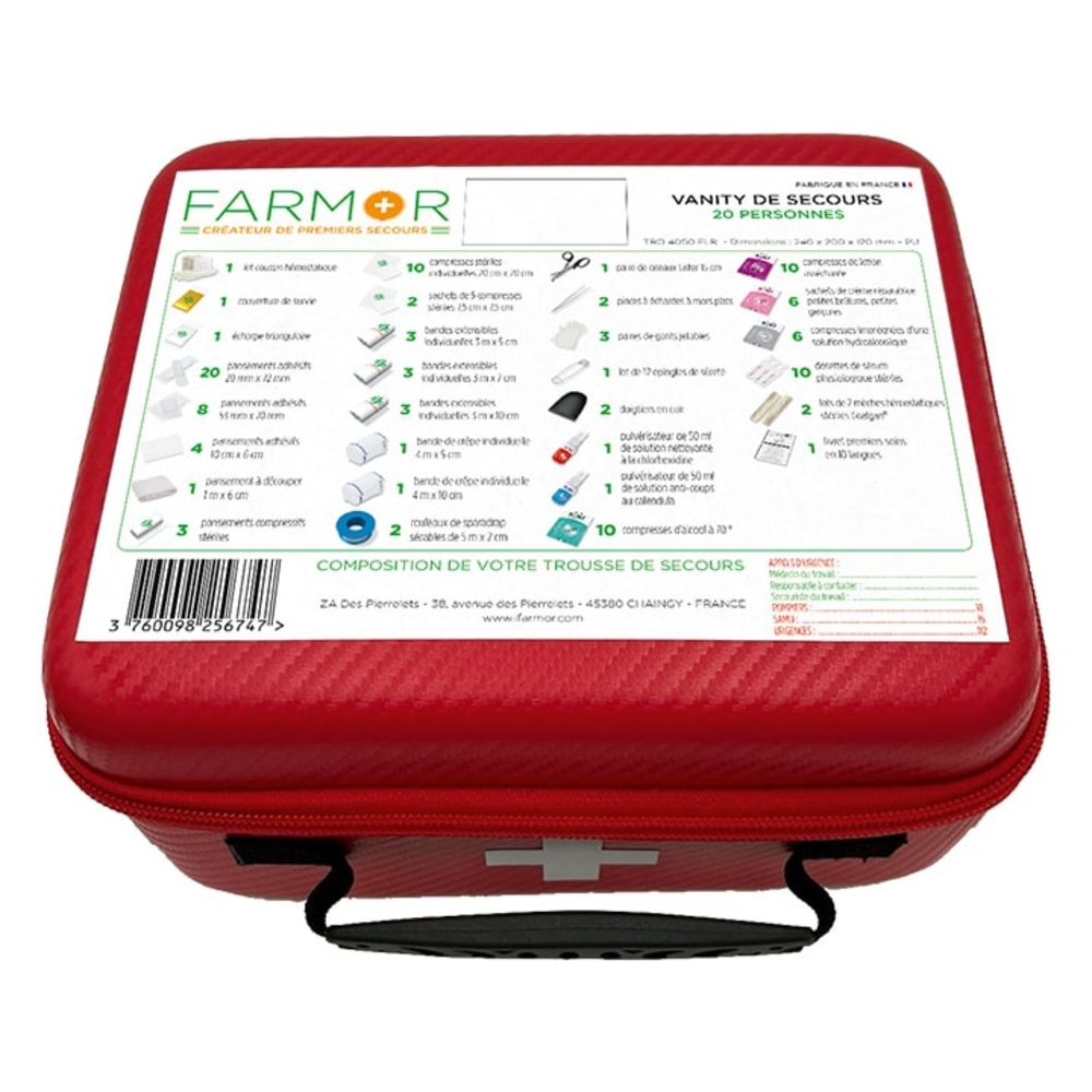 Vanity de secours Multirisques 20 personnes en PU rouge  FARMOR - TRO 4050 FLR
