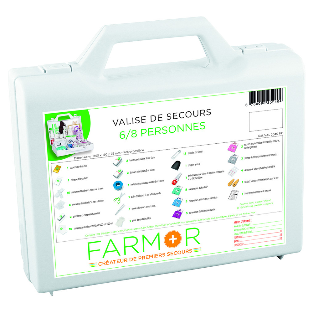 VALISE DE SECOURS MULTIRISQUES FARMOR 6/8 PERSONNES - VAL 2040 PP