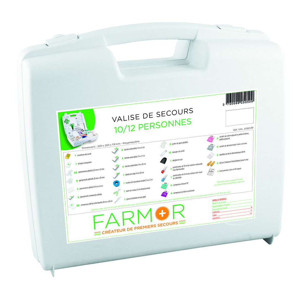 VALISE DE SECOURS MULTIRSIQUES FARMOR 10/12 PERSONNES - VAL 2050 PP