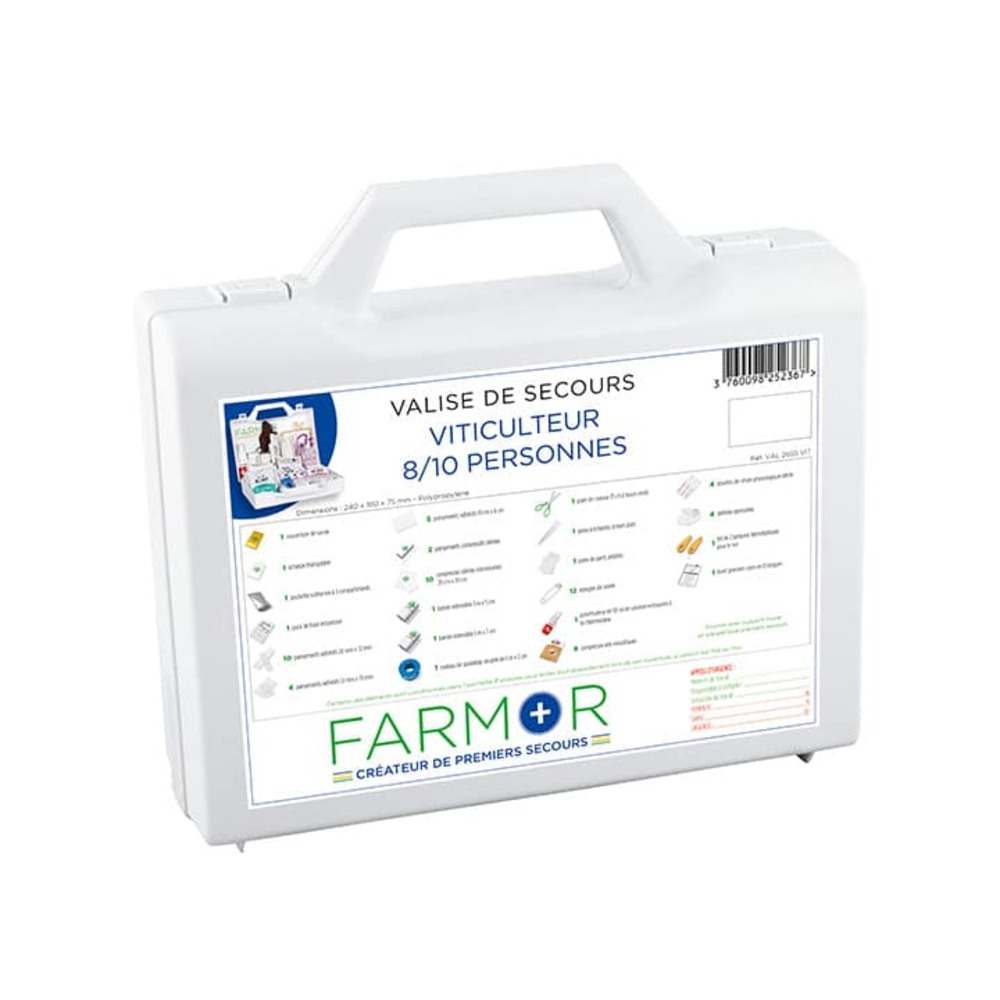 Valise de secours Viticulteur 8/10 personnes FARMOR - VAL 2655 VIT