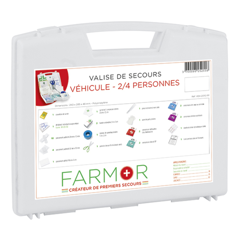 VALISE FARMOR VÉHICULE 2/4 PERSONNES + 2 ETHYLOTESTS -VEH2370PP