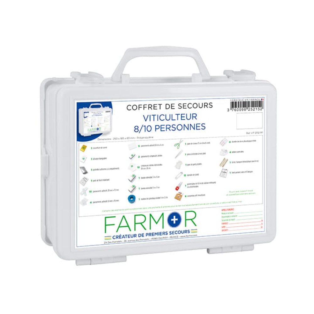 COFFRET DE SECOURS FARMOR VITICULTEUR 8/10 PERSONNES - VIT 2132 PP